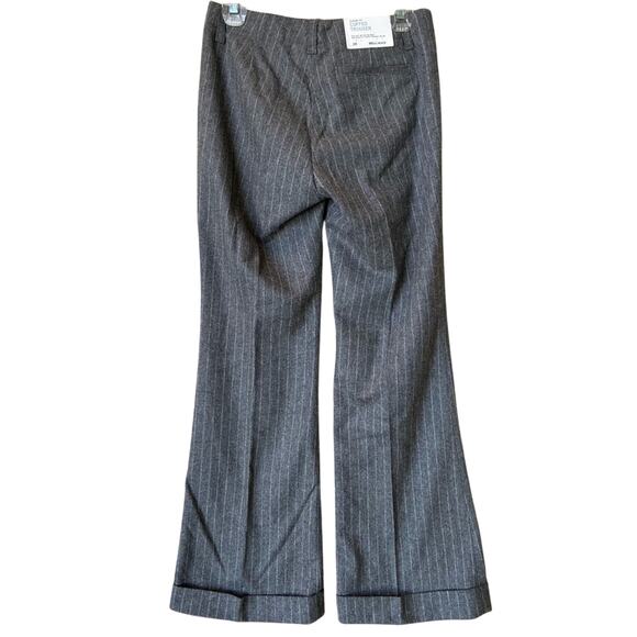 NWT New Gap Womens Size 2 Regular Wool Blend Gray Stripe Cuffed Trouser Pants - Picture 3 of 7